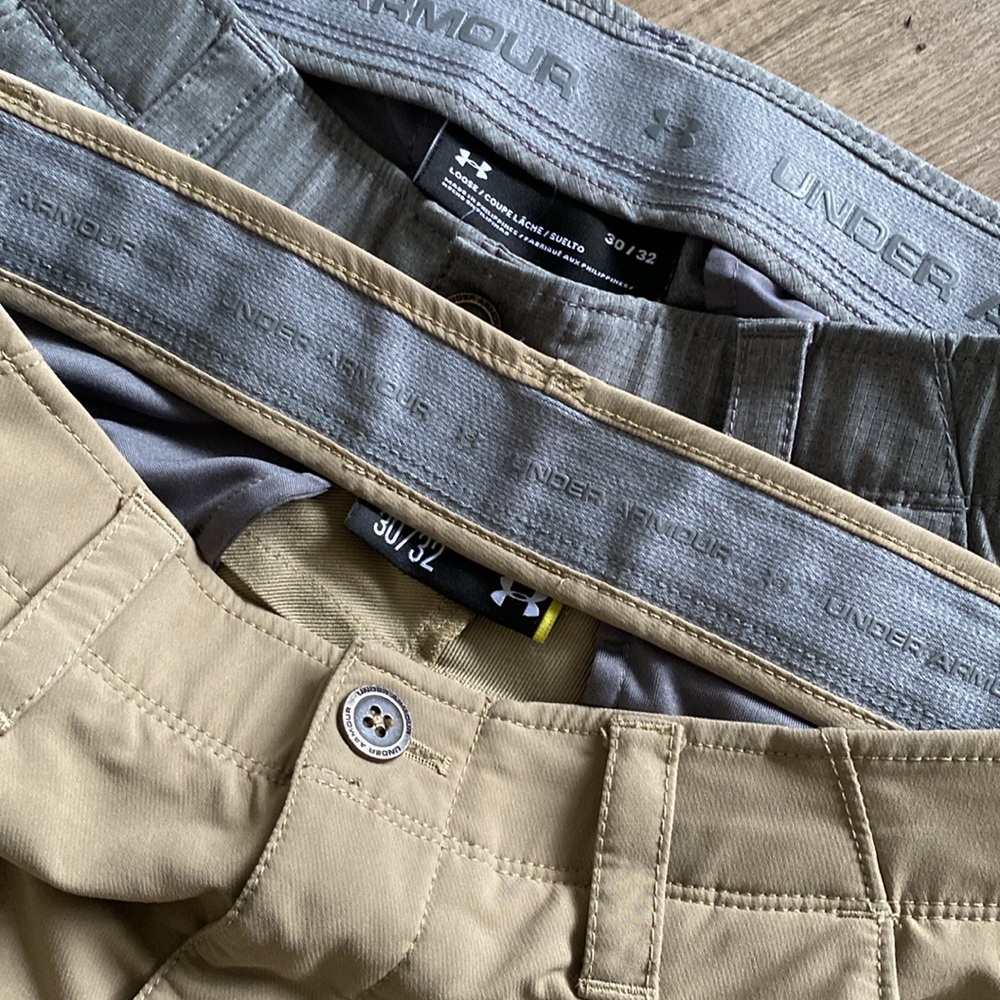UNDER ARMOUR lot of 2 pairs men’s golf pants taper 30/32 UA sport dress khaki - Picture 4 of 7